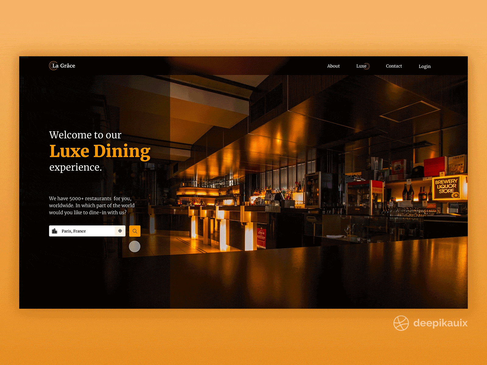 La Grace Luxe Dining - Web design adobe xd animation dailyui darkui design figma interaction landing page luxurious microinteraction minimal modern motion design resturant sketch trending ui ux web design website