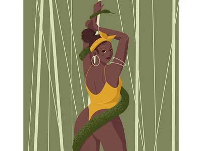 Amazon adobeillustator character design design flat girl illustration sexy girl snake vector vector illustration