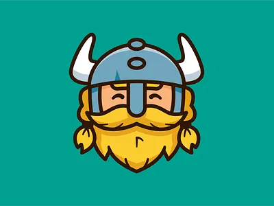 Viking Cartoon Funny Face beard cartoon character cute face flat funny graphic design happy icon face illustration logo man mascot outline sticker vector viking vintage warrior