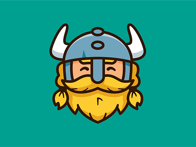 Viking Cartoon Funny Face beard cartoon character cute face flat funny graphic design happy icon face illustration logo man mascot outline sticker vector viking vintage warrior