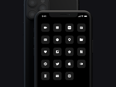 DARK — Custom theme for iOS 14 app apple calendar camera cameras custom facetime files icon instagram ios ios 14 maps neflix settings slack time twitter voice