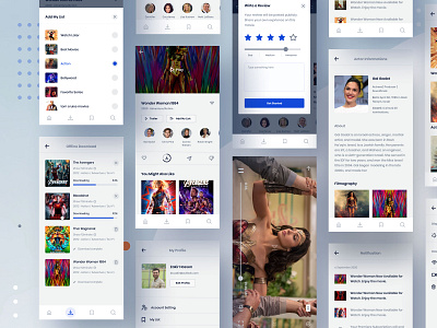 Movie Time - Online Movie Watching App (Part - 3) about actor app cinema clean download imdb minimalistic mobile notification profile rating review ui ux watch