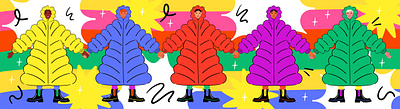 Puffers in a Line character design colourful fashion illustration illustration illustration art illustrator vector art winter