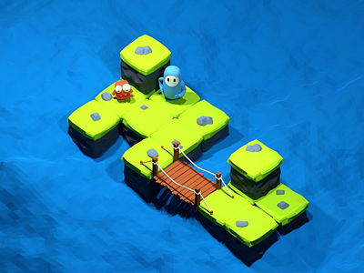 Let's go to the bridge! 3d b3d blender characters fallguys game isometric low poly lowpoly modular monsters ocean render summer tiles