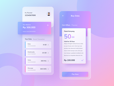 Internet Provider - Mobile App 2020 trends app app design apps blurred background dailyinspiration data figma internet ios mobile provider quota rianda rianda design ui ui design uidesign uitrend uiux