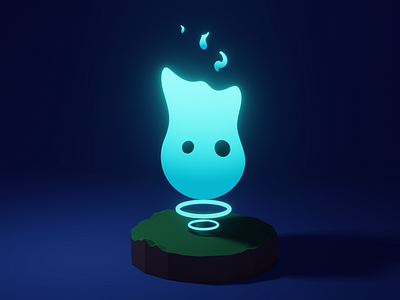 Will-o'-the-Wisp 3d art blender blue cute illustration inktober2020 wisp