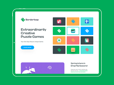 Borderleap web concept borderleap branding clean creative design game gaming hero section illustrations landing page puzzle puzzle game typography ui unfold web design