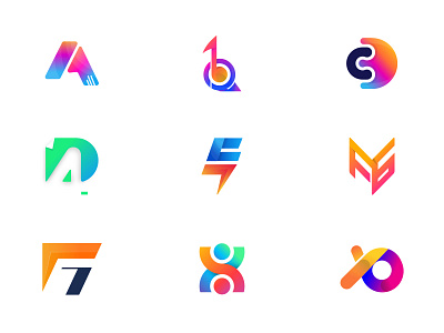 Letter + Number Logo Collection 1 9 a z ahmed rumon branding combination mark concept creative design gradient idea letter logo lettermark logo inspiration logos logotype modern logo rumzzline vector wordmark