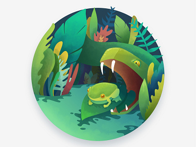 Jungle - Creatober 2020 affinity designer affinitydesigner animals animals illustrated blue book illustration children book illustration childrens illustration design frogs green greens jungle jungle illustration photoshop snake