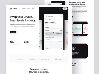 Cryptopia Website · Crypto Swap bitcoin clean coin crypto crypto exchange crypto swap cryptocurrency design exchange landing page minimal swap tokens ui wallet website