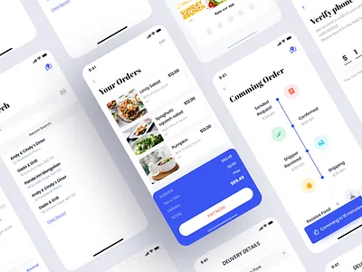 Eatme - Food Delivery App bank card booking app clean ui delivery food app food delivery food order food ordering food truck homepage illustration onboarding order payment register sign in tab bar ui design ui kit wallet app