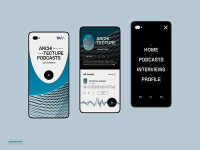 Architecture podcasts app architect architecture branding dezeen mobile mobile design podcast app podcasting product sensorydigital ui ux