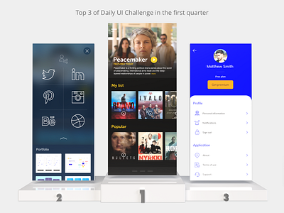 Top 3 of podium adobe dimension adobe xd daily 100 challenge daily ui challenge dailyui mobile ui ux