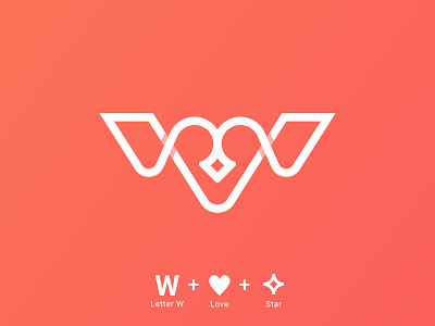 Letter W Logo Design brand branding clean design heart icon identity ilustration ilustrator lettermark logo logotype love minimal monogram symbol type typography w