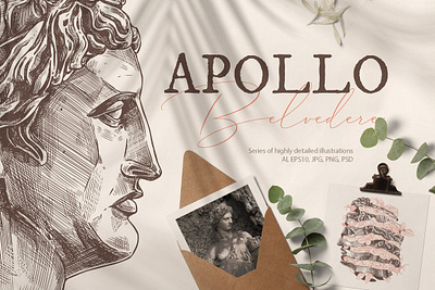 Apollo Belvedere Illustrations apollo background belvedere card cards creative design engrave style engraved graphic design graphics illustraion illustration illustration art illustrations illustrator poster sticker style vector