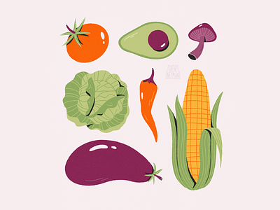 Summer Vegetables art colorful crisp design flat fresh graphic design green illustration illustrator summer vegetables