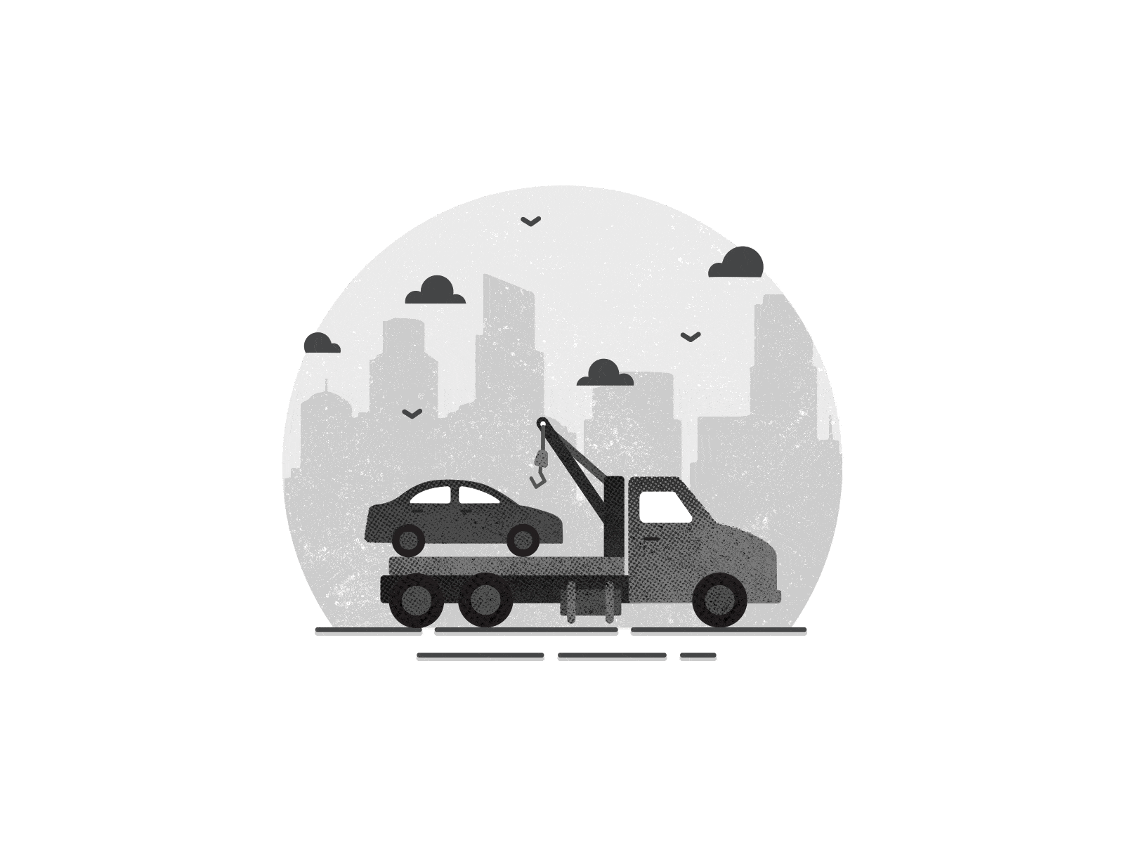 City Tow Truck animated animation car city gif grayscale illustration texture tow transport truck