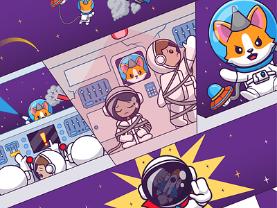 Comic astronaut project🧑🏻‍🚀🚀🛸📰 animal astronaut book boy character comic corgi cute girl icon illustration logo magazine mission novel rocket satellite space spacshuttle ufo