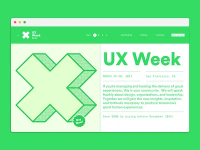 Adaptive Path event website update 3 brand design brand system branding design events event flat green landing page logo splash page ui ux ux week uxdesign web design