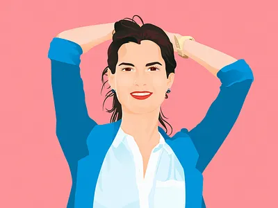 magazine portrait avatar blue blue jackets custom portrait girl grin illustration jacket lady logo pink portfolio portrait portrait artist portrait illustration poster smile vector woman