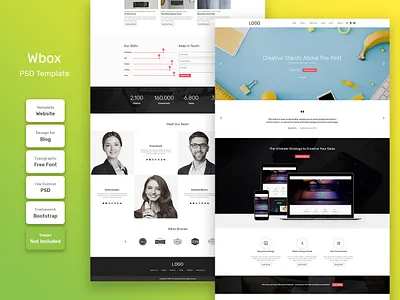 Wbox Personal Blog Home Page PSD Web Template banner business company corporate cover creative design email home promotion template web