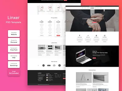 Linxer Business Blog Home Page PSD Web Template banner business company corporate cover creative design email home promotion template web