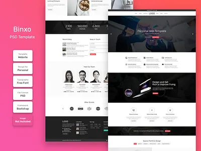 Binxo Business Blog Home Page PSD Web Template banner business company corporate cover creative design email home promotion template web