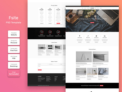 Fsite Personal Blog Home Page PSD Web Template banner business company corporate cover creative design email home promotion template web
