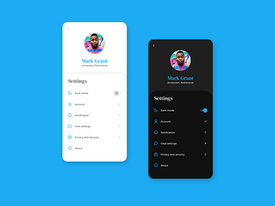 Settings app dailyui dailyuichallenge dark mode design profile settings settings ui ui ux