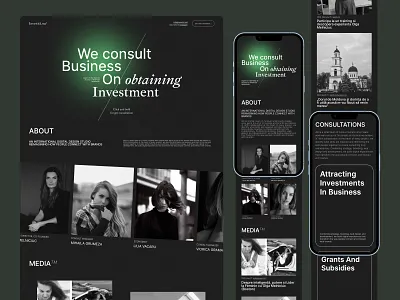 Investitii.md - redesign concept agency black black theme branding consulting digital graphic design interface investments landing mobile product design rebound team typography ui visual design web web design website