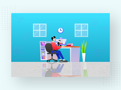 Live Conversation boy branding chair chat design headphone icon illustration laptop meeting meetup office shelf tree video