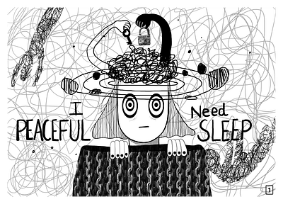 I Need Peaceful Sleep: Page 1 flat graphicdesign graphics illustration illustration art mental health awareness mentalhealth overthinking photoshop