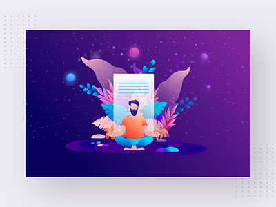 Meditation for New Business Idea beard design environment icon illustration jungle man meditation pants sky t shirt tree whiteboard yoga yoga app