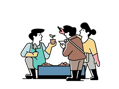 Noocity Spot Illustration character demonstration farming growbed growing illustration learning line sustainability urban farming