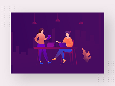 Work Together art business design girls icon illustration laptop meeting office successful tree ui