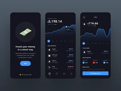 Stock Investing App UI 2020 app design design flat inspiration interface minimal mobile mobile app mobile design mobile trends mobile ui mobileinspiration mobiletrends mobileui trending uidesign uiinspiration uitrends uiuxdesign