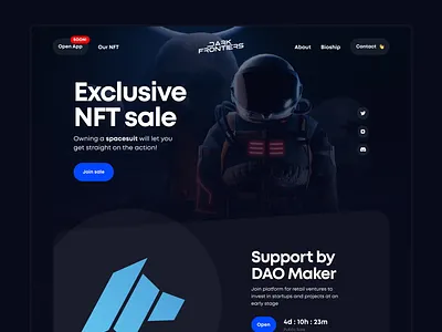 Dark Frontiers - NFT landing page crypto design nft ui ux