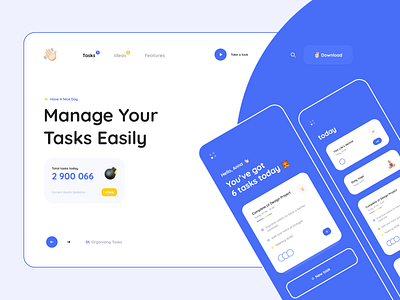 Task manager - Mobile and desktop UI blue clean desktop desktop ui dribbble google tasks gura nicholson gurami chachua guranicholson hello manage mobile mobile ui product ui skills soft design soft ui design task manager uidesign user experience