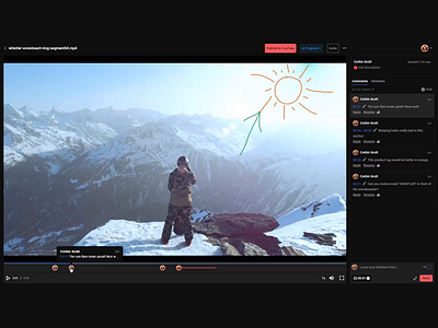 Video collaboration / annotation tool for YouTubers & editors annotation app branding chat comments draw editor oslo osloio product design publish ui ux video collaboration tool video editor web youtube
