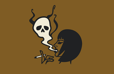 Smoker's Lounge branding cigarettes design graphic illustration lady logo skull vector