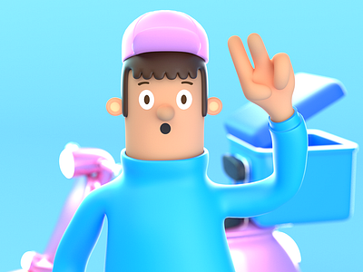 Delivery Character Expression 2. 3d art 3d illustration character character design hat illustration render rigging