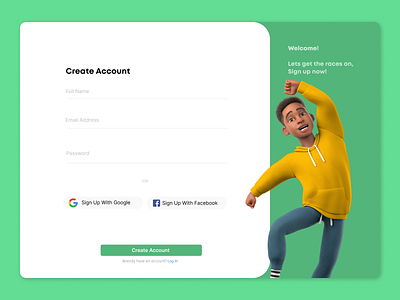 Signup Page 3d clean design design challenge figma graphic design green landing minimal modern new sign up signup page ui uidesign ux vector