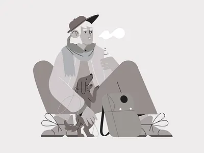 wisp b&w 2d adobe illustrator character design illustration vector