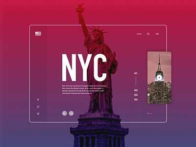 NYC - Landing Page 1/3 app application concept design desktop design gradient minimalistic newyork out of the box pastel color responsive design statue tourism travel ui userinterface ux visual design web webdesign website concept