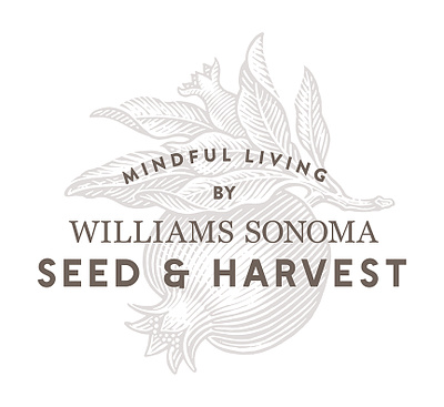 Seed & Harvest branding food illustration logo pomegranate roger xavier scratchboard williams sonoma woodcut