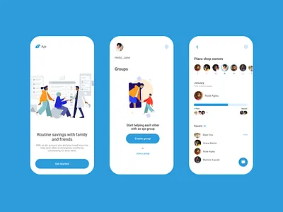 Ajo - Money pooling app design figma product design ui ui design uiux