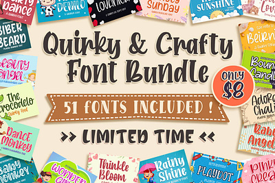 quirky Crafty font bundle bold branding brush design font fontbundle2020 handmade logo newfont typography