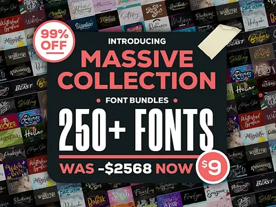 Massive Collection Fonts Bundle Bundles animation app bold branding design font fontbundle handmade logo newfont typography web