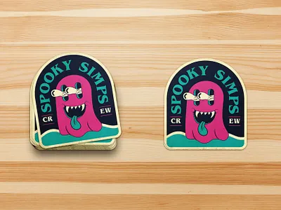 Spooky Simps Crew Sticker cuphead cute ghost illustration mascot mockup retro sticker