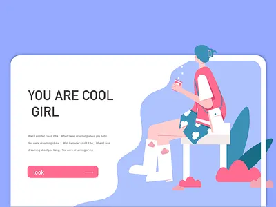 You are cool girl ai design flat design flat illustration gift illustraion ui